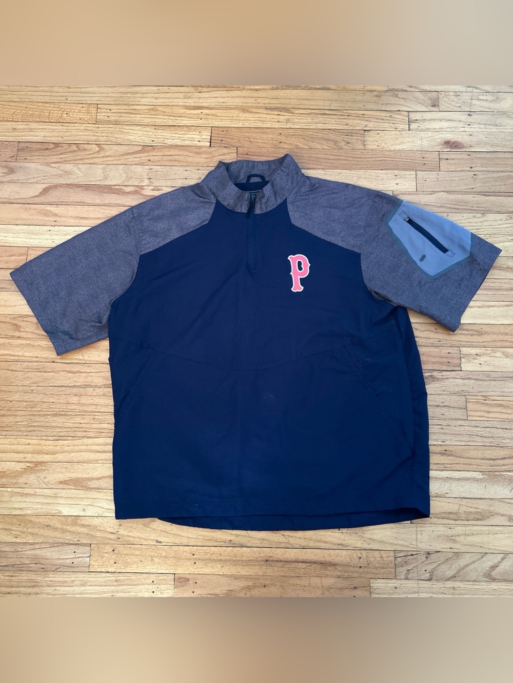Holloway Raider Short Sleeve Golf Pullover UltraLightweight Red Sox Navy Gray XL